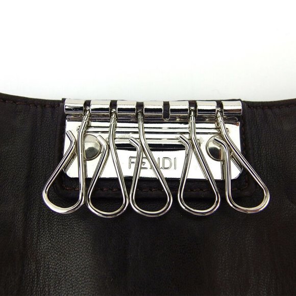 Authentic FENDI key case pecan beige canvas  ~ leather - Picture 6 of 8